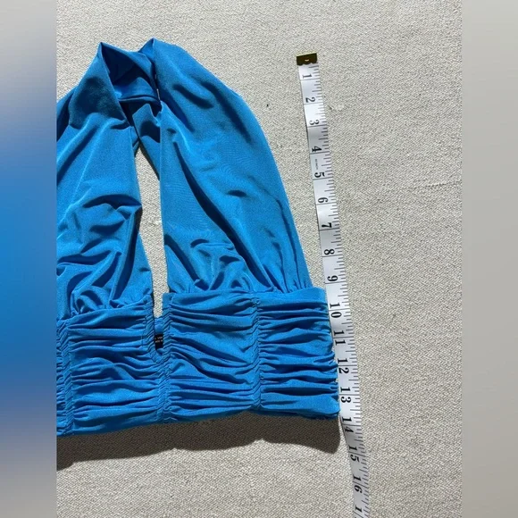 Zara Sexy Blue Draped Crop Top - Picture 5 of 10